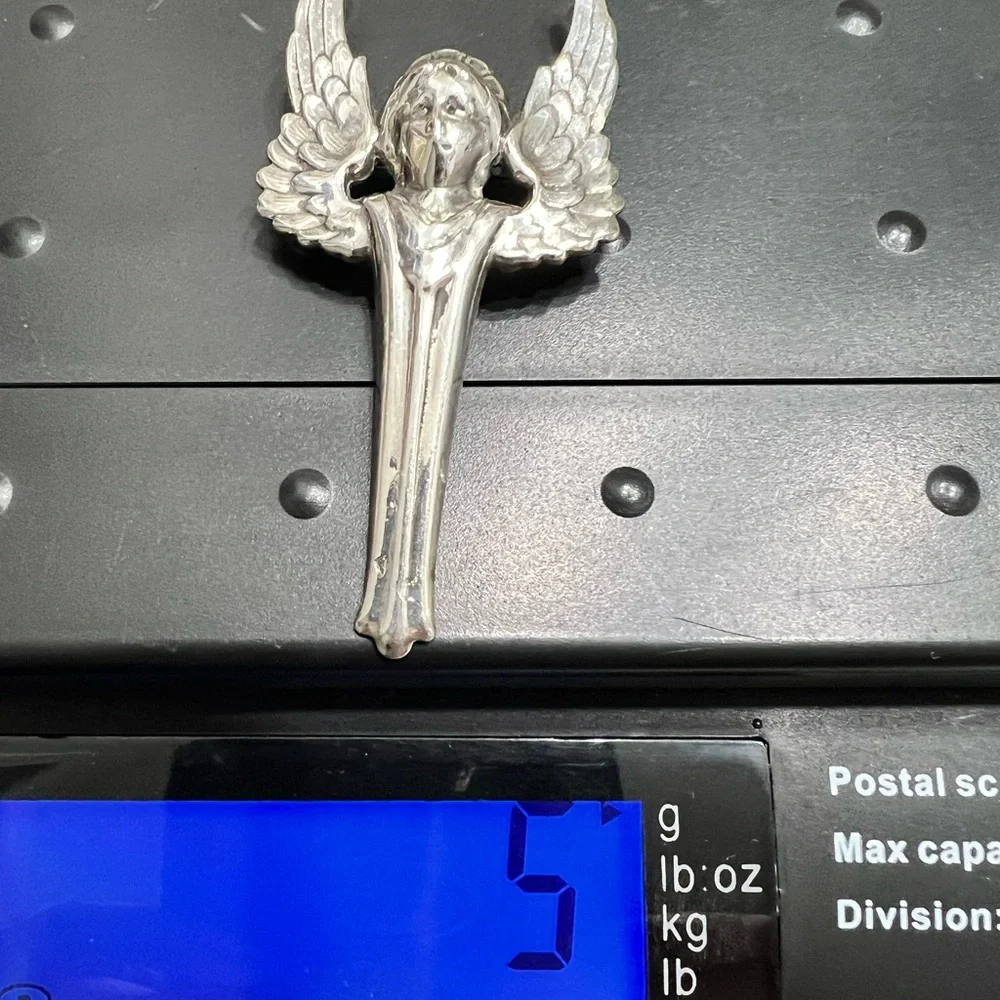 925 Sterling Silver Angel Wing Brooch Pin - Picture 14 of 14